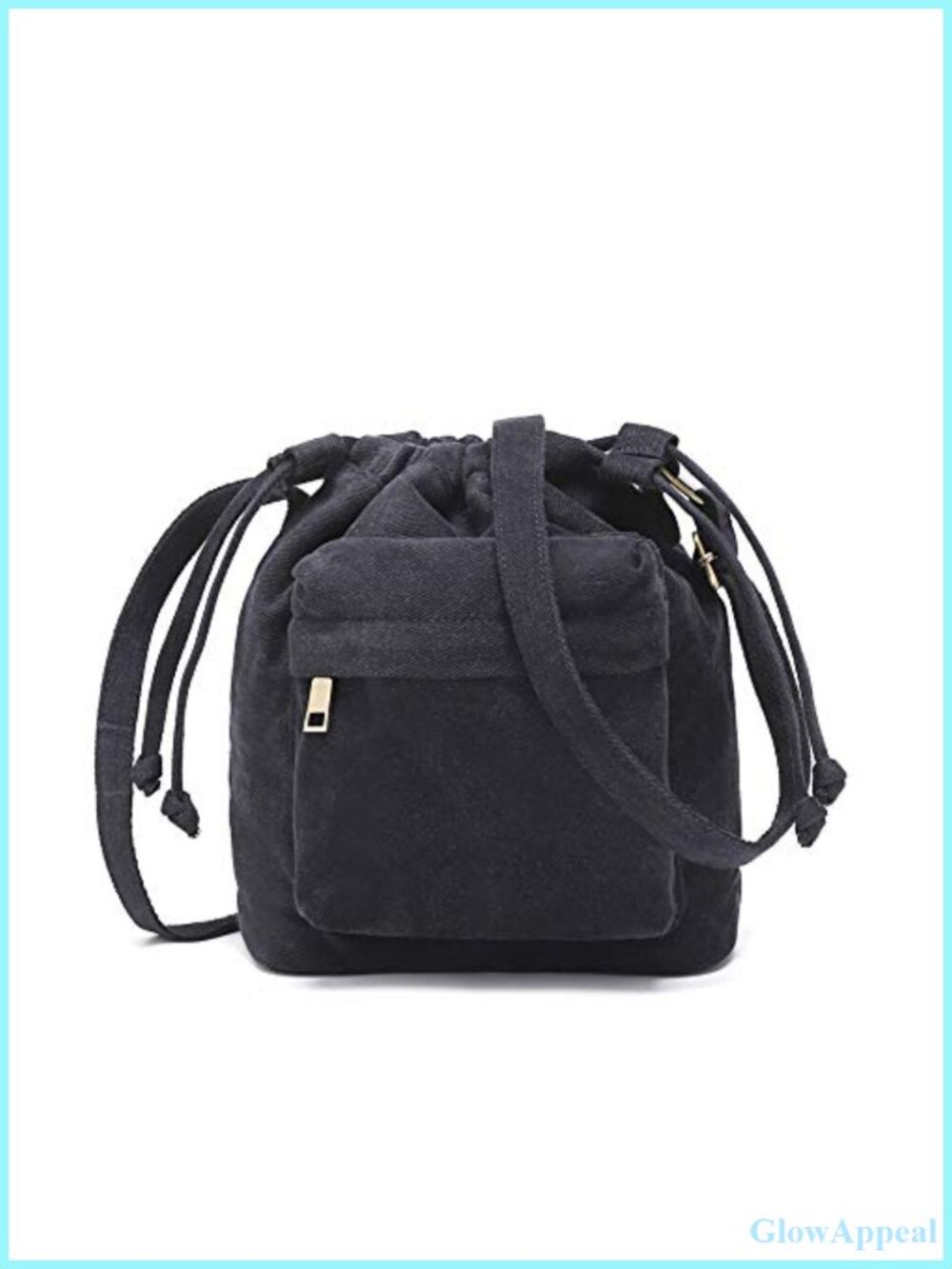 Small Canvas Bucket Crossbody Bag Drawstring Purse Boho Shoulder Bag